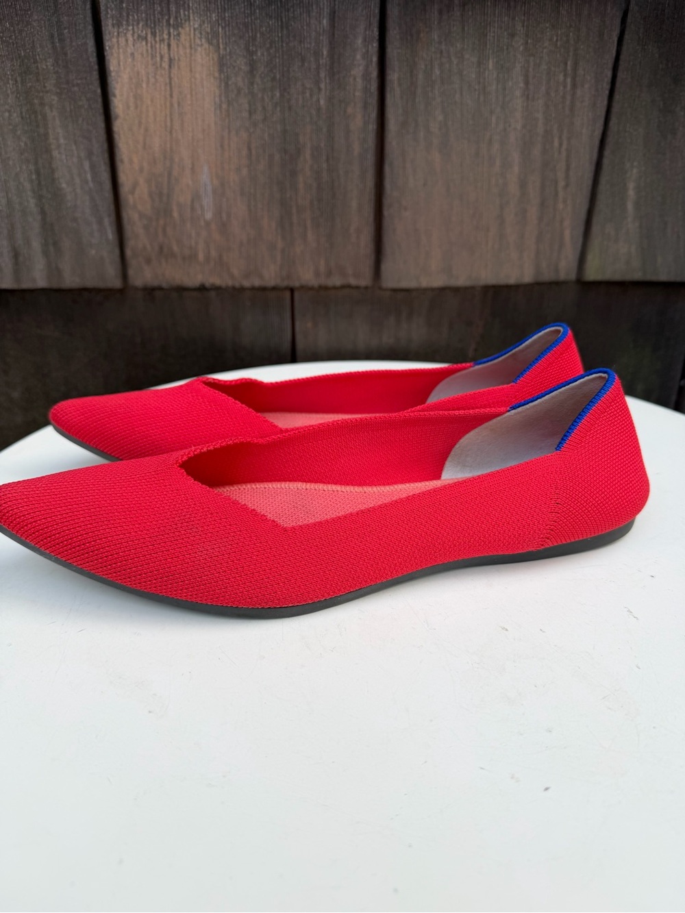 Rothy’s flat shoes neon red pointed toe slip on Sz W 8.5. - Picture 5 of 9